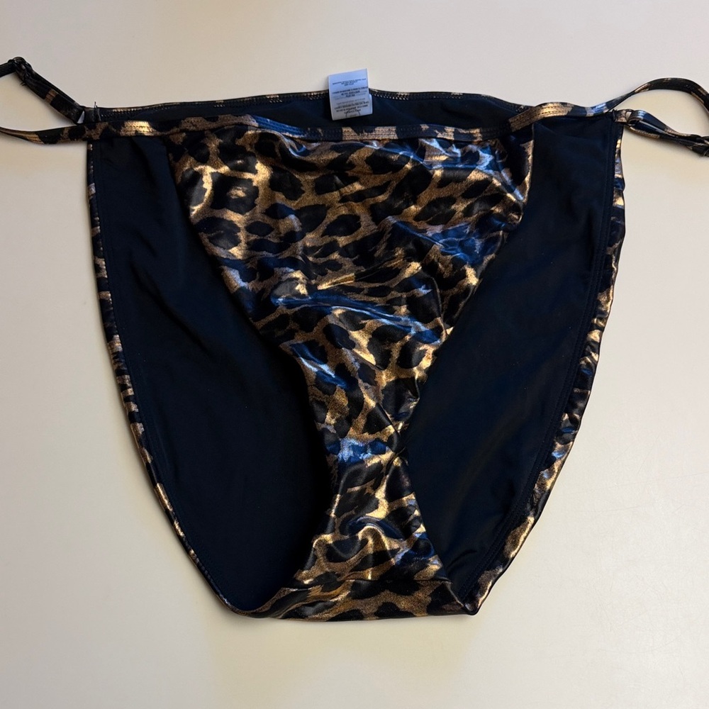 Good American Leopard Foil Bikini Bottom 4X